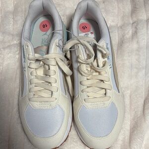 White and Cream Athletic Shoes